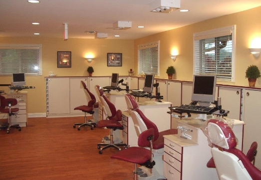 Row of orthodontic treatment chairs