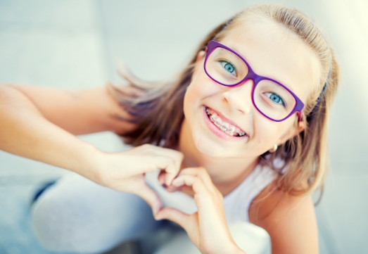 Preteen girl with braces