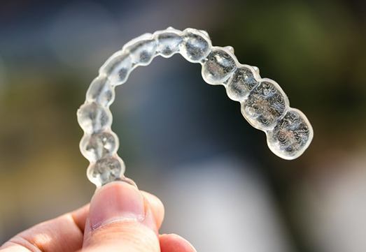 Closeup of clear aligners in Arlington Heights 