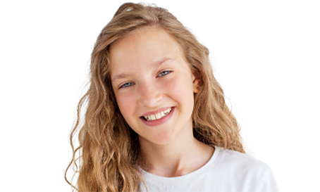 Young woman with healthy smile after children's dental checkup and teeth cleaning visit