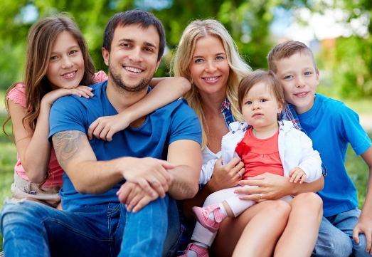 Family with children at multiple ages